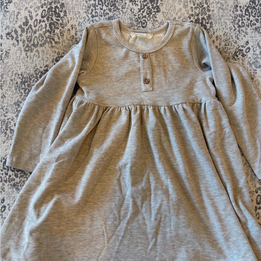 Charming Cream and Grey Kids Casual Dress